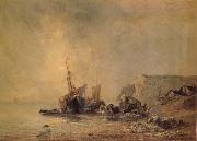 Boats on the Shore of Normandy Richard Parkes Bonington